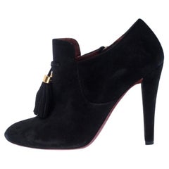 Gucci Black Suede Leather Tassel Booties Size 36.5