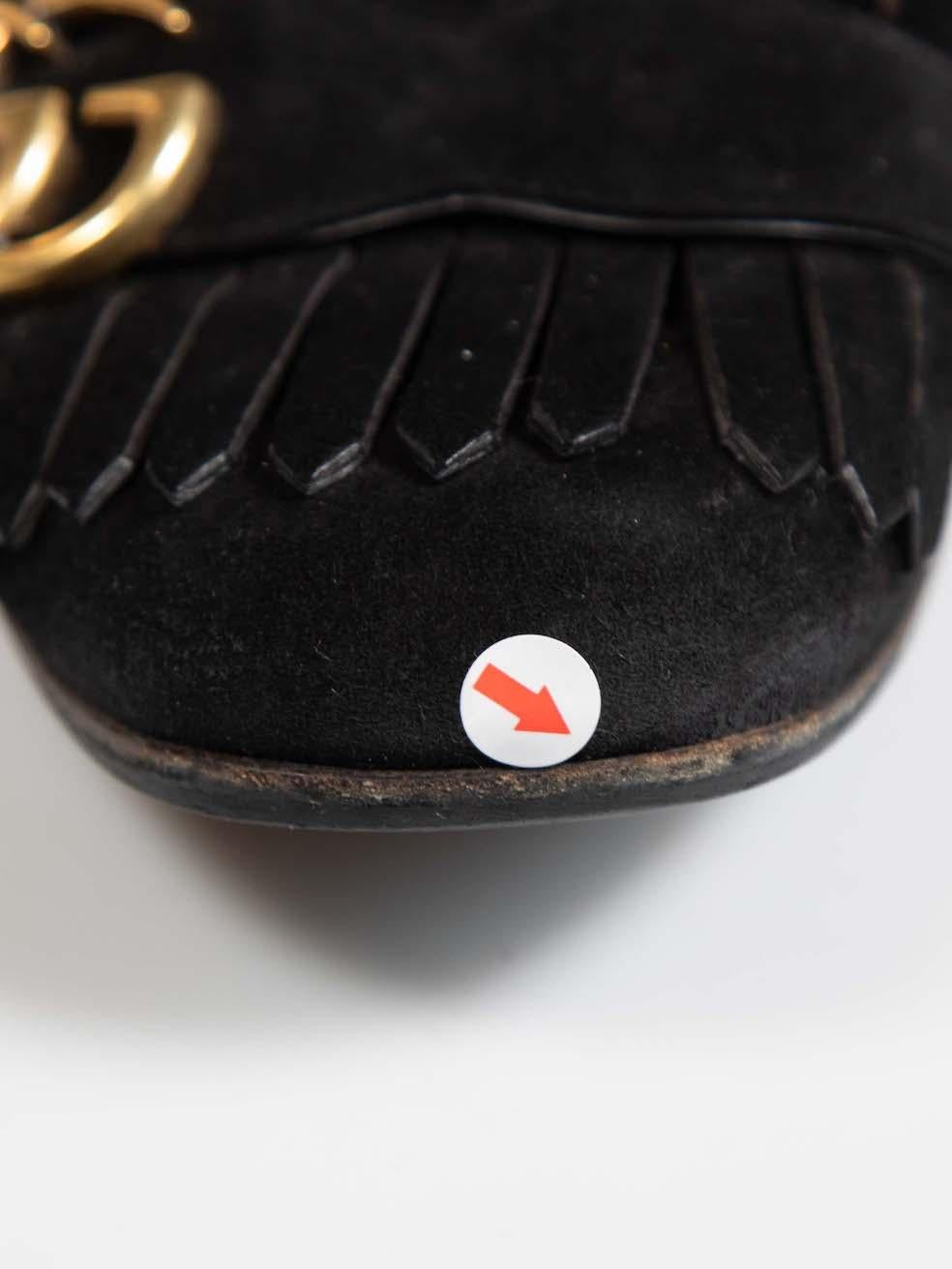 Gucci Black Suede Marmont Mid Heel Pumps Size IT 37.5 4