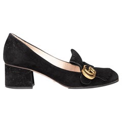Gucci Black Suede Marmont Mid Heel Pumps Size IT 37.5