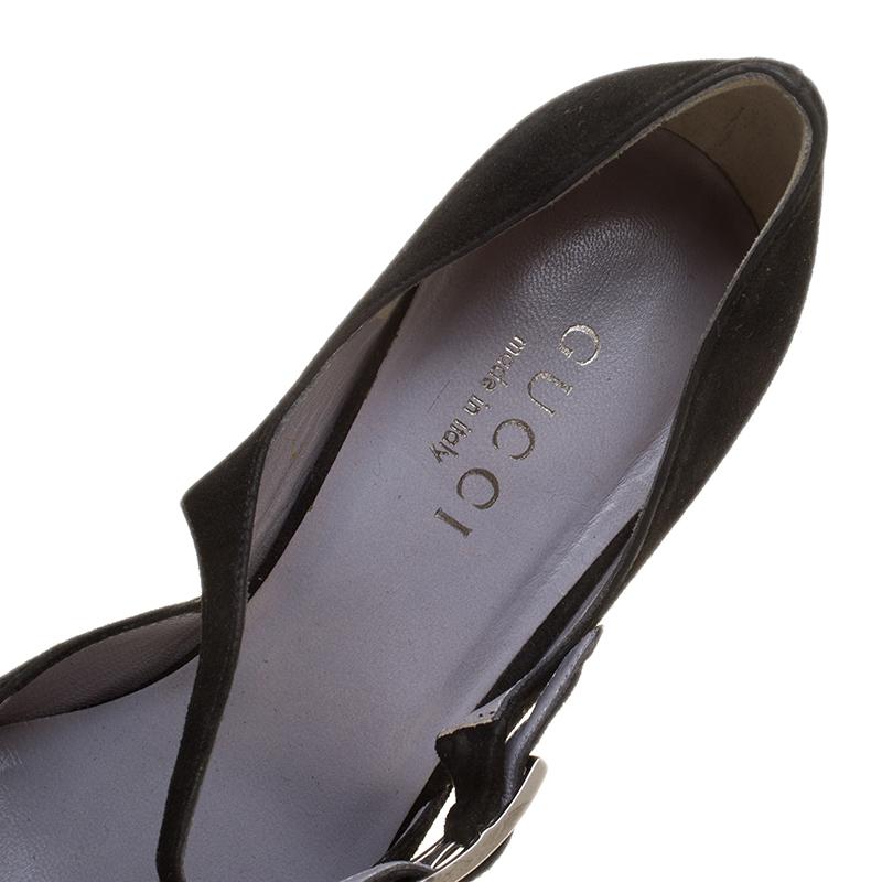Gucci Black Suede Mary Jane Pumps Size 37.5 3
