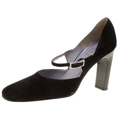 Gucci Black Suede Mary Jane Pumps Size 37.5