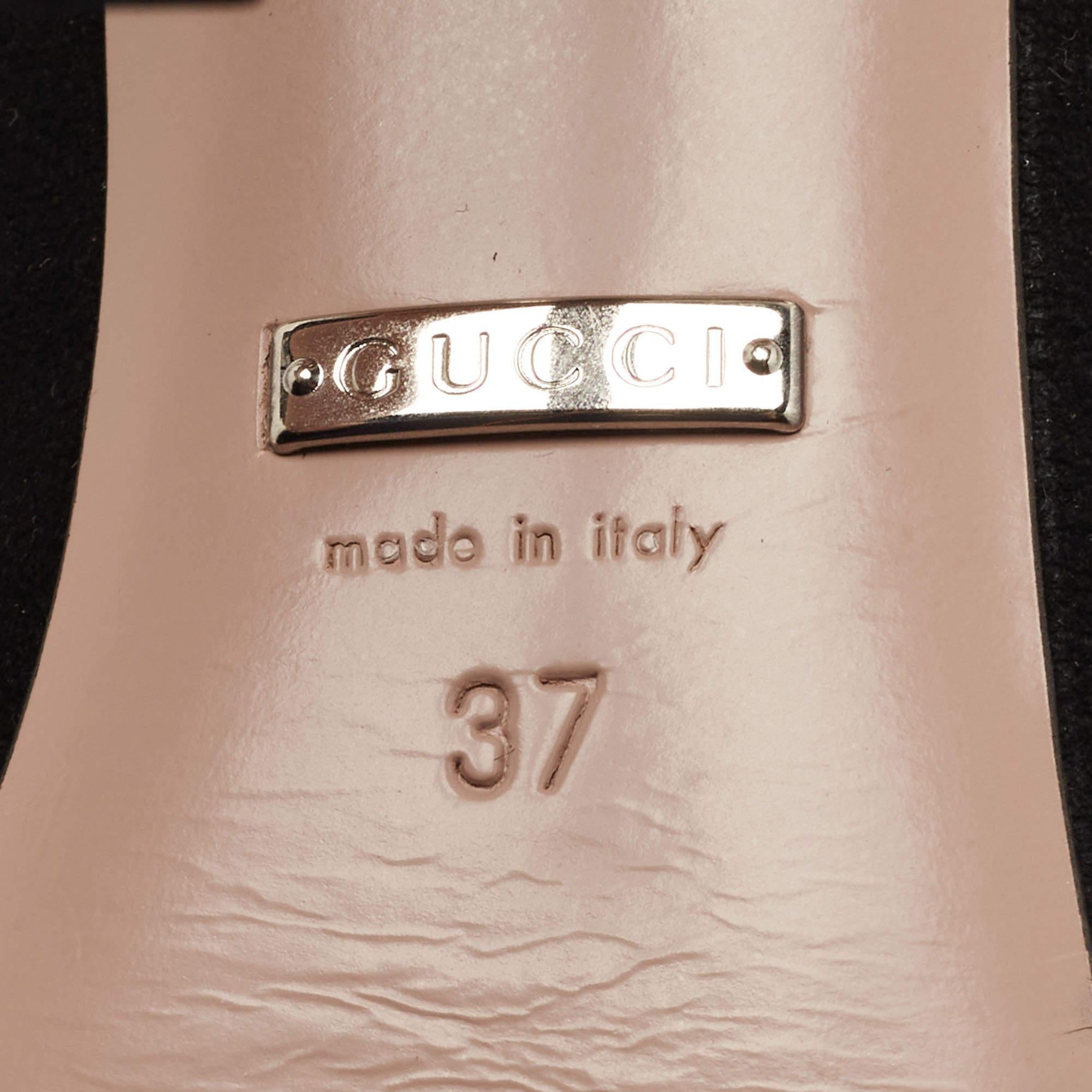 Gucci Black Suede Maxime Crystal Embellished Mule Sandals Size 37 4