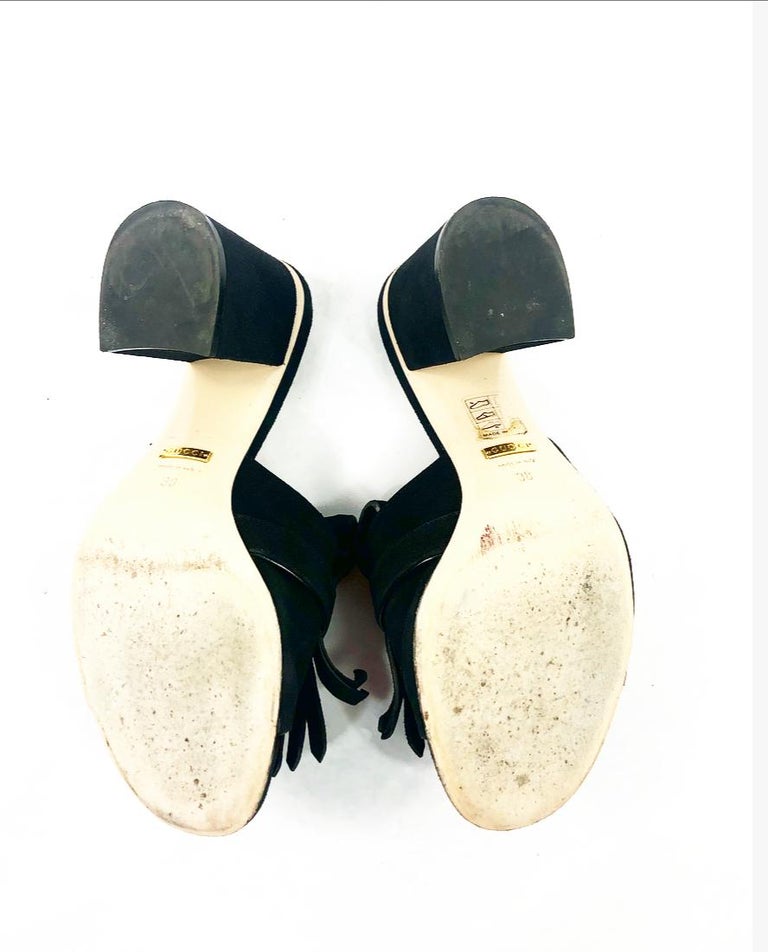 gucci black suede isle heeled sandals