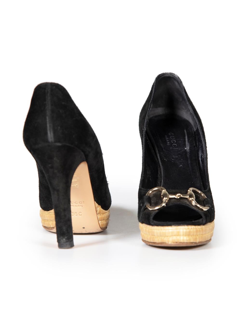 Gucci Black Suede Peep Toe Heels Size IT 36 In Good Condition In London, GB