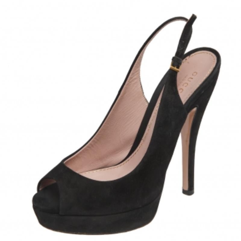 Noir Gucci - Sandales en daim noir à plateforme et à talon aiguille - Taille 36