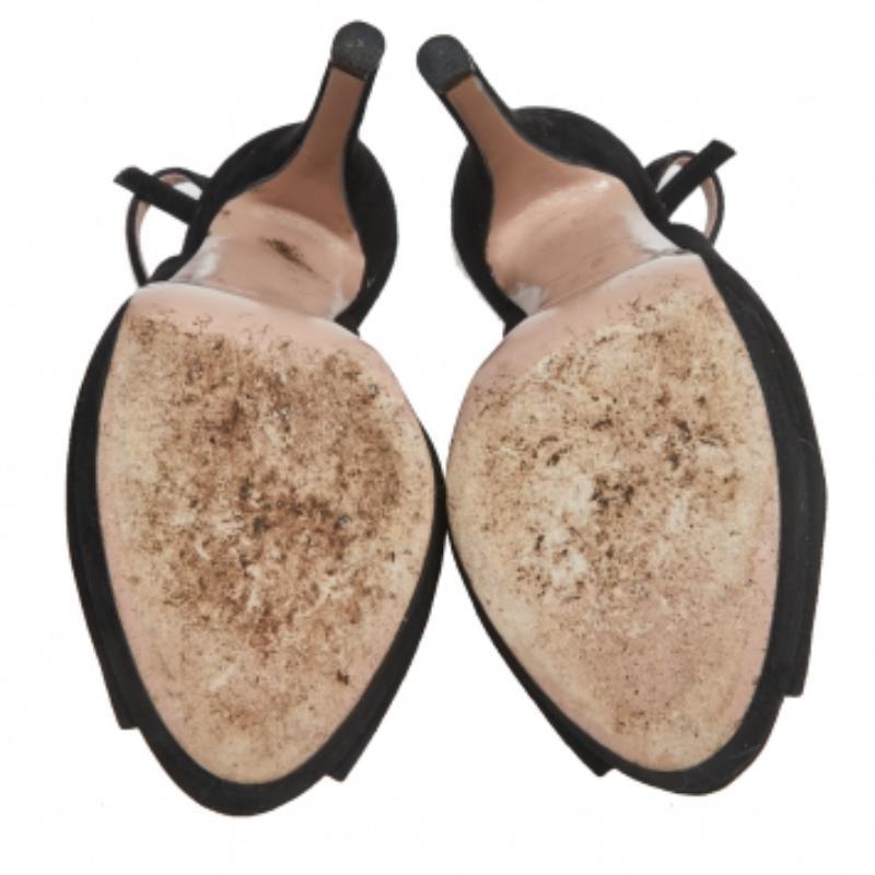  Gucci - Sandales en daim noir à plateforme et à talon aiguille - Taille 36 Pour femmes 