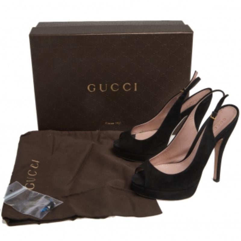 Gucci - Sandales en daim noir à plateforme et à talon aiguille - Taille 36 3