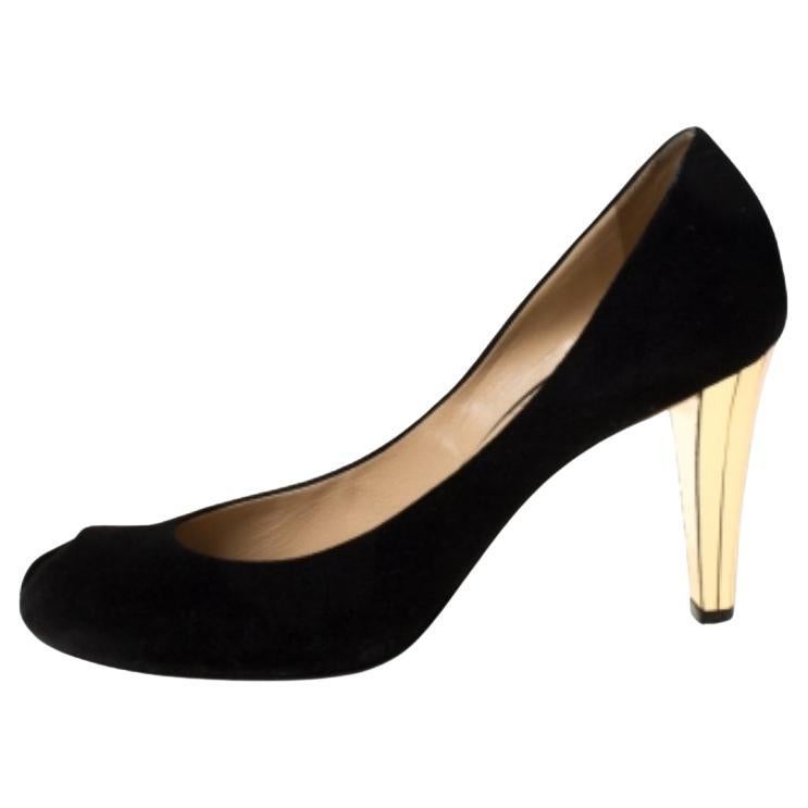 Gucci Pumps Peep Toe in pelle scamosciata nera misura 38,5 in vendita