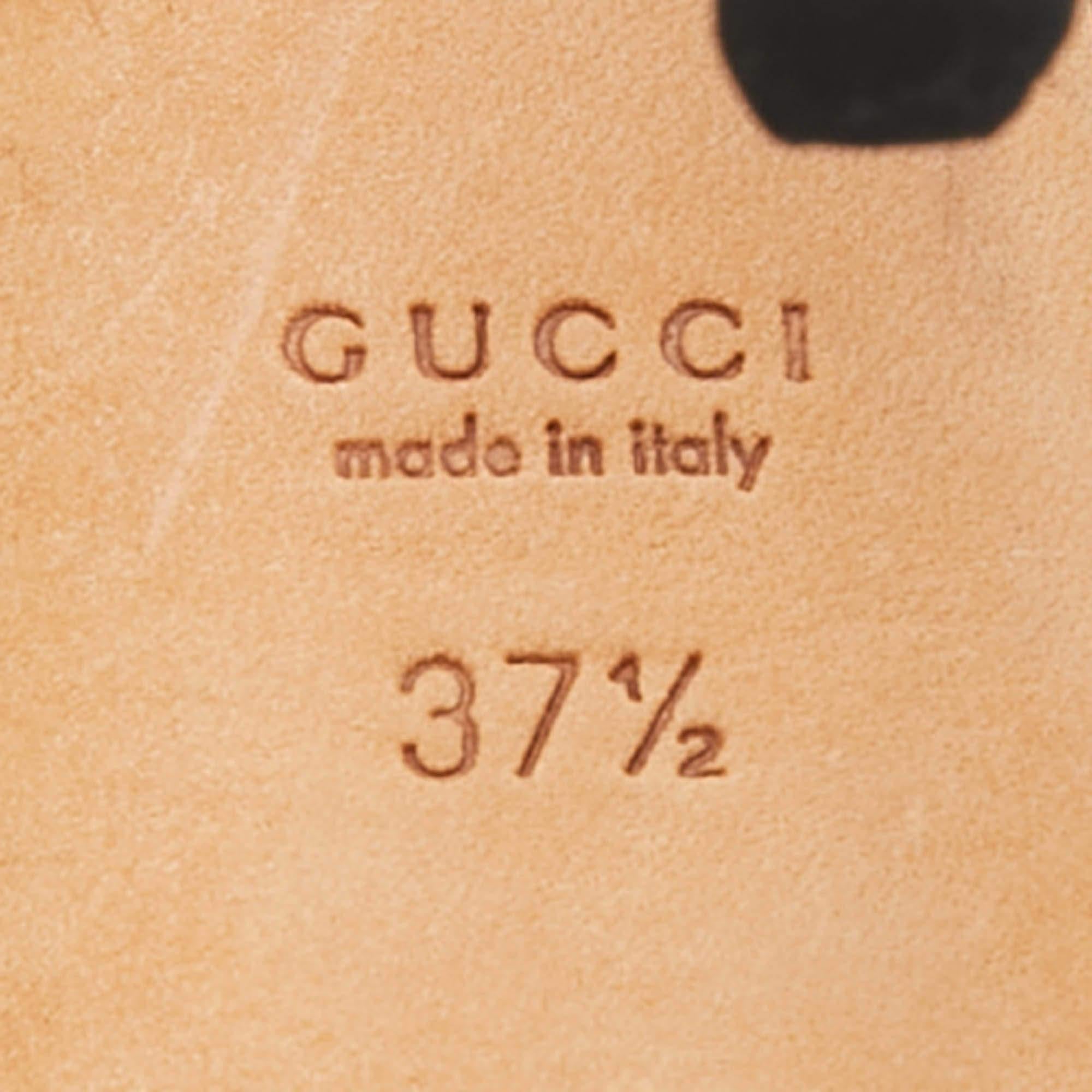 Gucci Black Suede Peep Toe Slingback Pumps Size 37.5 For Sale 2