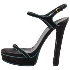 Gucci - Sandales à plateforme en daim noir - Taille 37