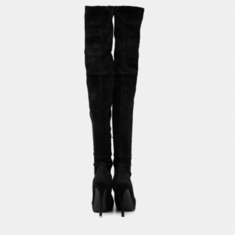 Noir Gucci Black Suede Platform Over the Knee Boots Size 38.5 en vente