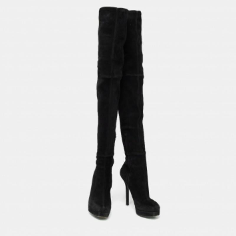 Gucci Black Suede Platform Over the Knee Boots Size 38.5 en vente 3