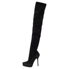 Gucci Black Suede Platform Over the Knee Boots Size 38.5
