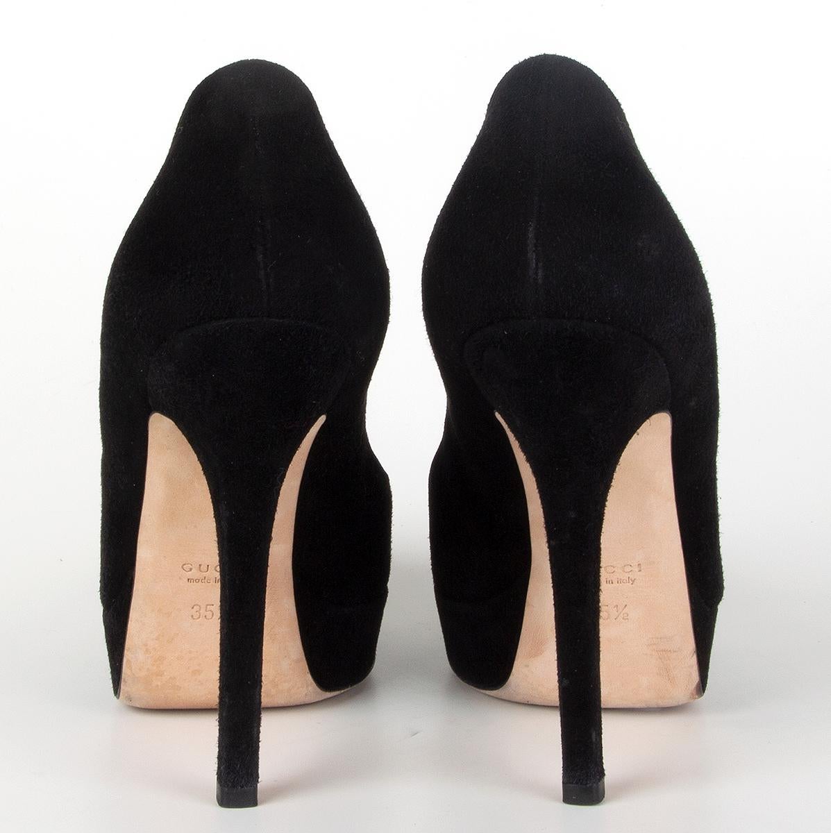 Women's GUCCI black suede Platform Pumps Shoes 35.5