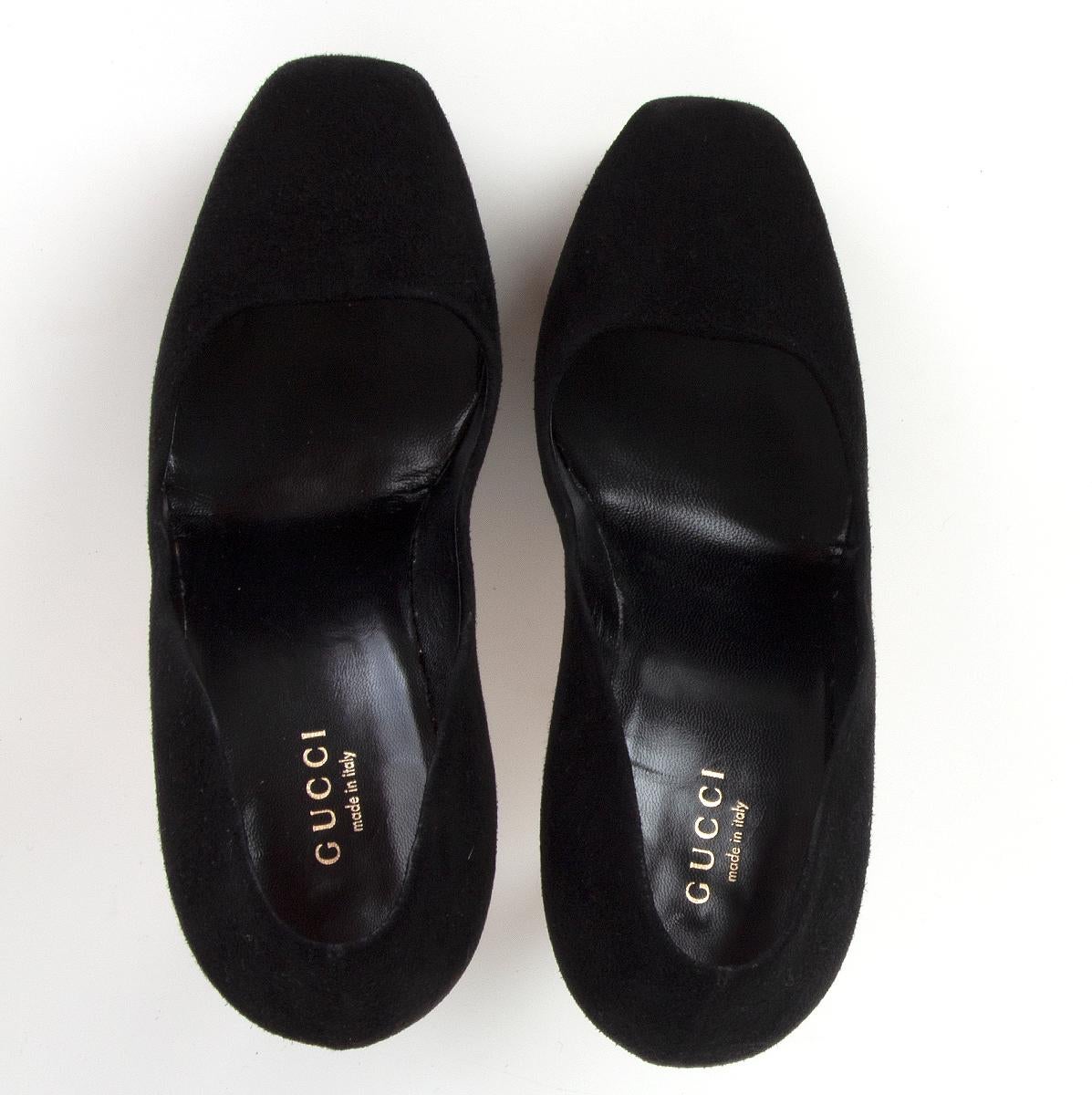 GUCCI black suede Platform Pumps Shoes 35.5 1