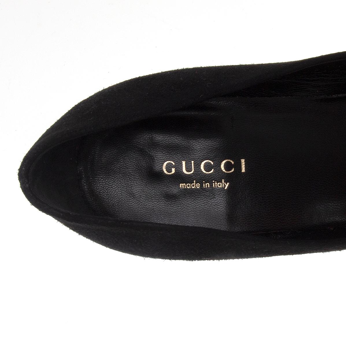 GUCCI black suede Platform Pumps Shoes 35.5 2