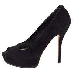 Gucci Black Suede Platform Pumps Size 37