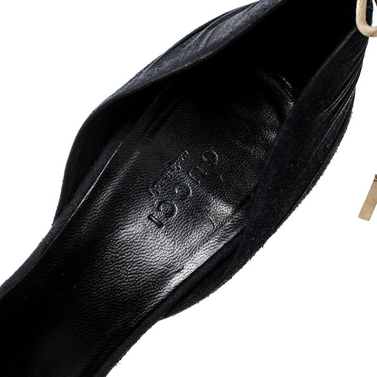 Gucci Black Suede Pointed Toe Bow Detail D'orsay Pumps ...