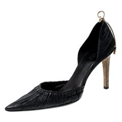 Gucci Black Suede Pointed Toe Bow Detail D'orsay Pumps Size 37.5