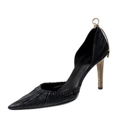 Gucci Black Suede Pointed Toe Bow Detail D'orsay Pumps Size 37.5
