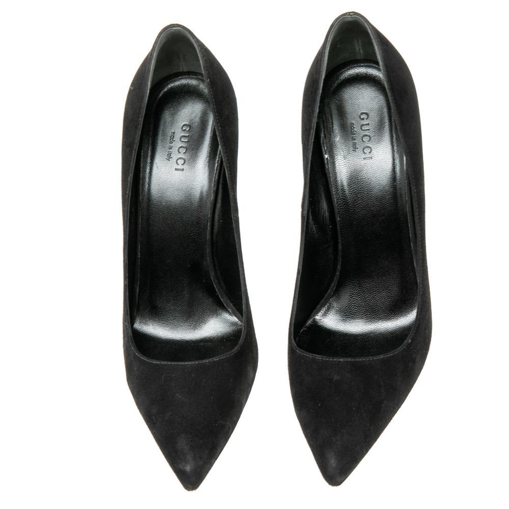 Gucci Black Suede Pointed Toe Pumps Size 38.5 1