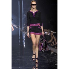 Gucci Black Suede Purple Pink Patent Leather Mod Mini Skirt Runway, 2007