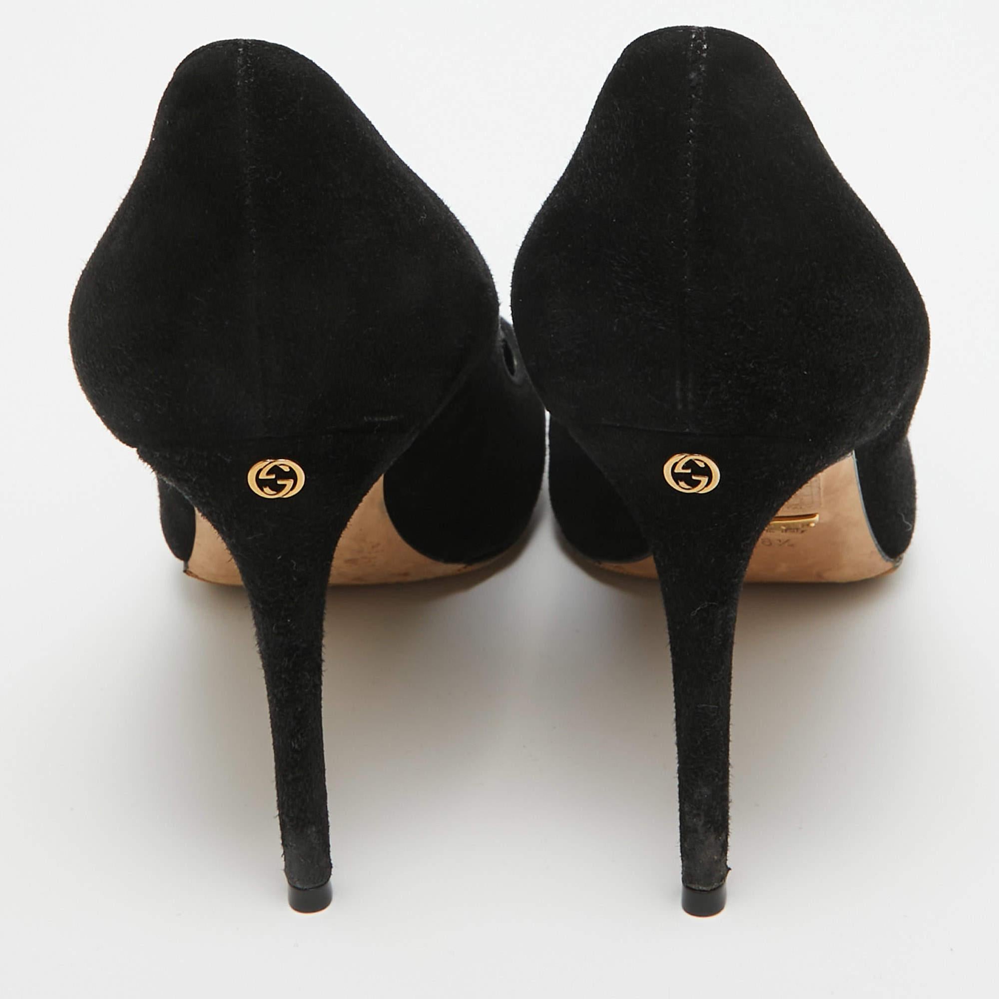 Gucci - Escarpins à bouts ronds en daim noir - Taille 38,5 Pour femmes en vente