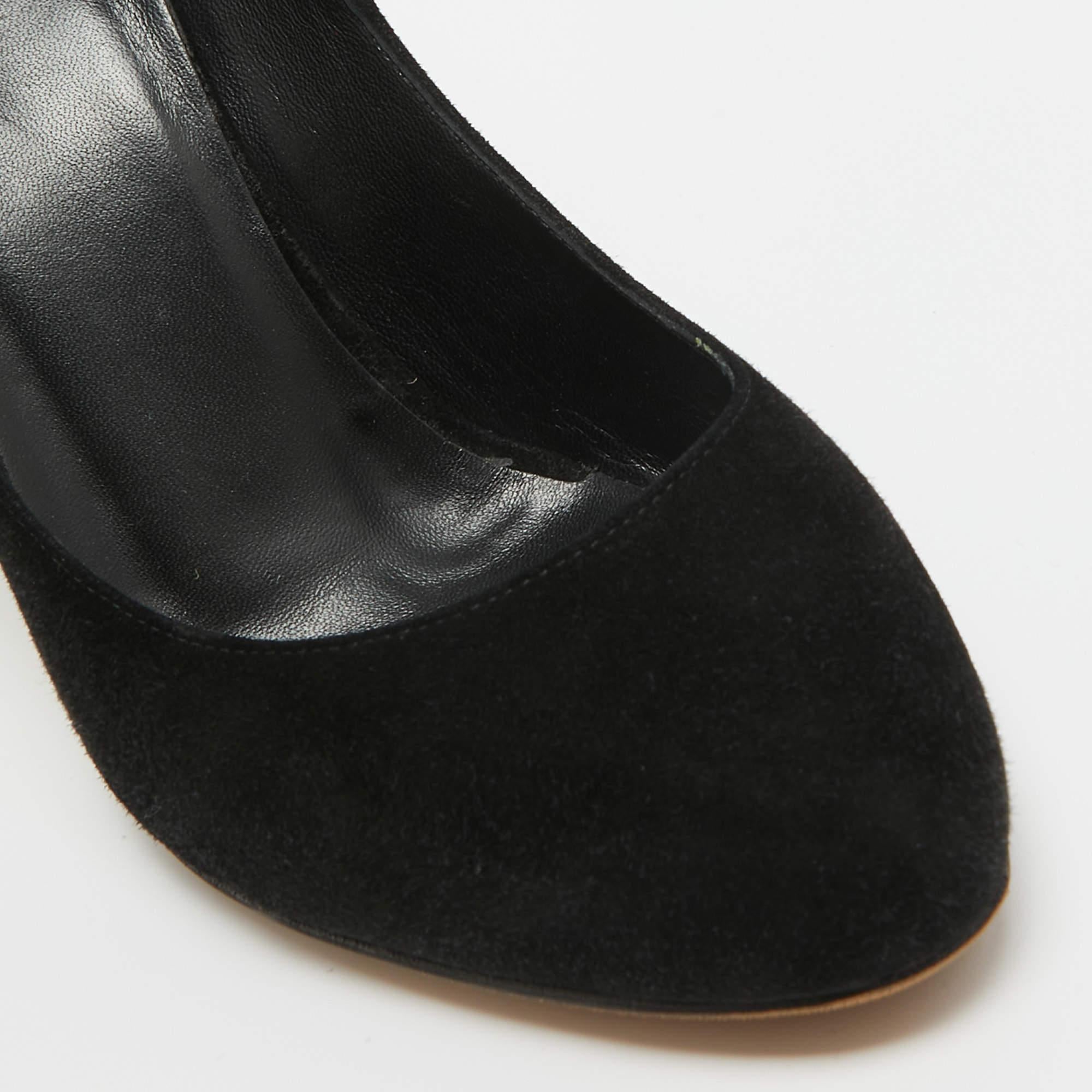 Gucci - Escarpins à bouts ronds en daim noir - Taille 38,5 en vente 2