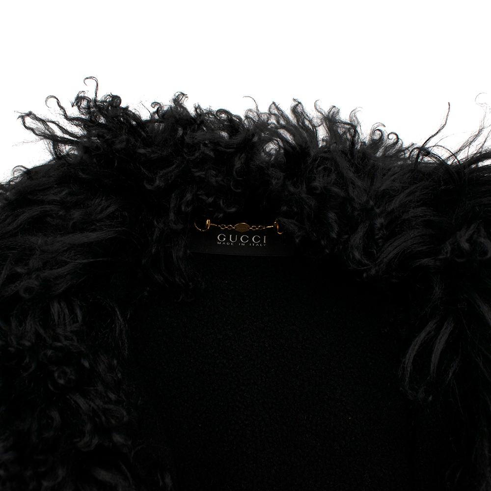Women's or Men's Gucci Black Suede & Shearling Buckle Detail Sleeveless Jacket - Size US 4 For Sale