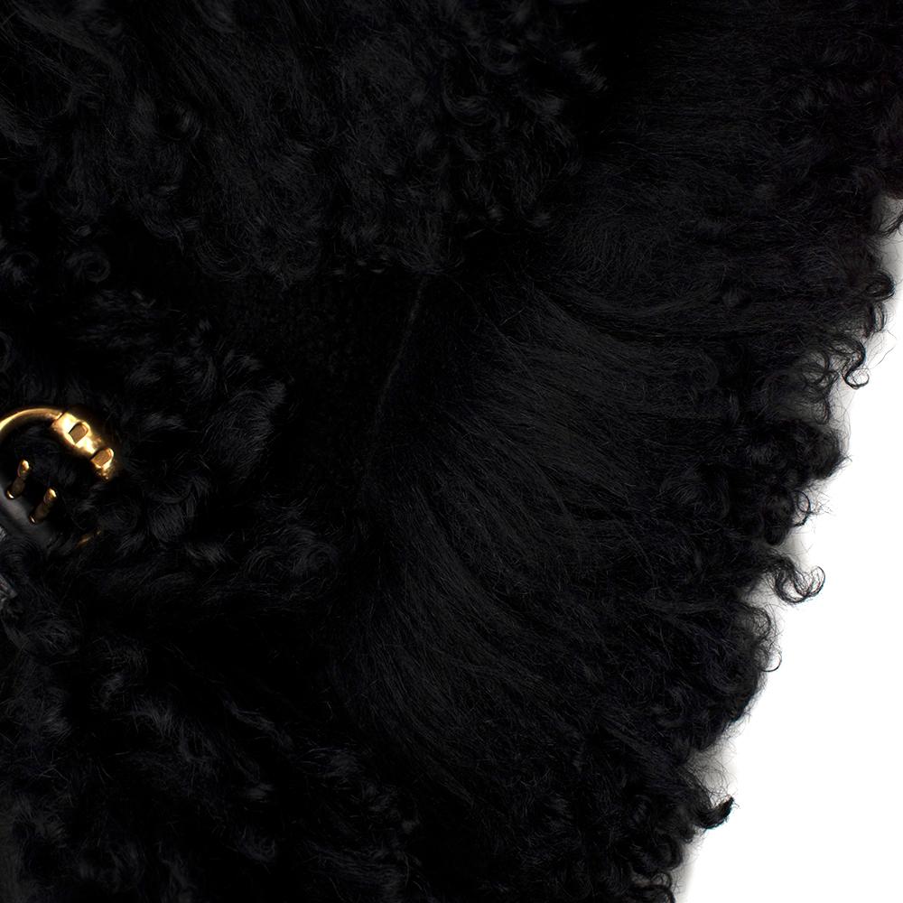 Gucci Black Suede & Shearling Buckle Detail Sleeveless Jacket - Size US 4 For Sale 4
