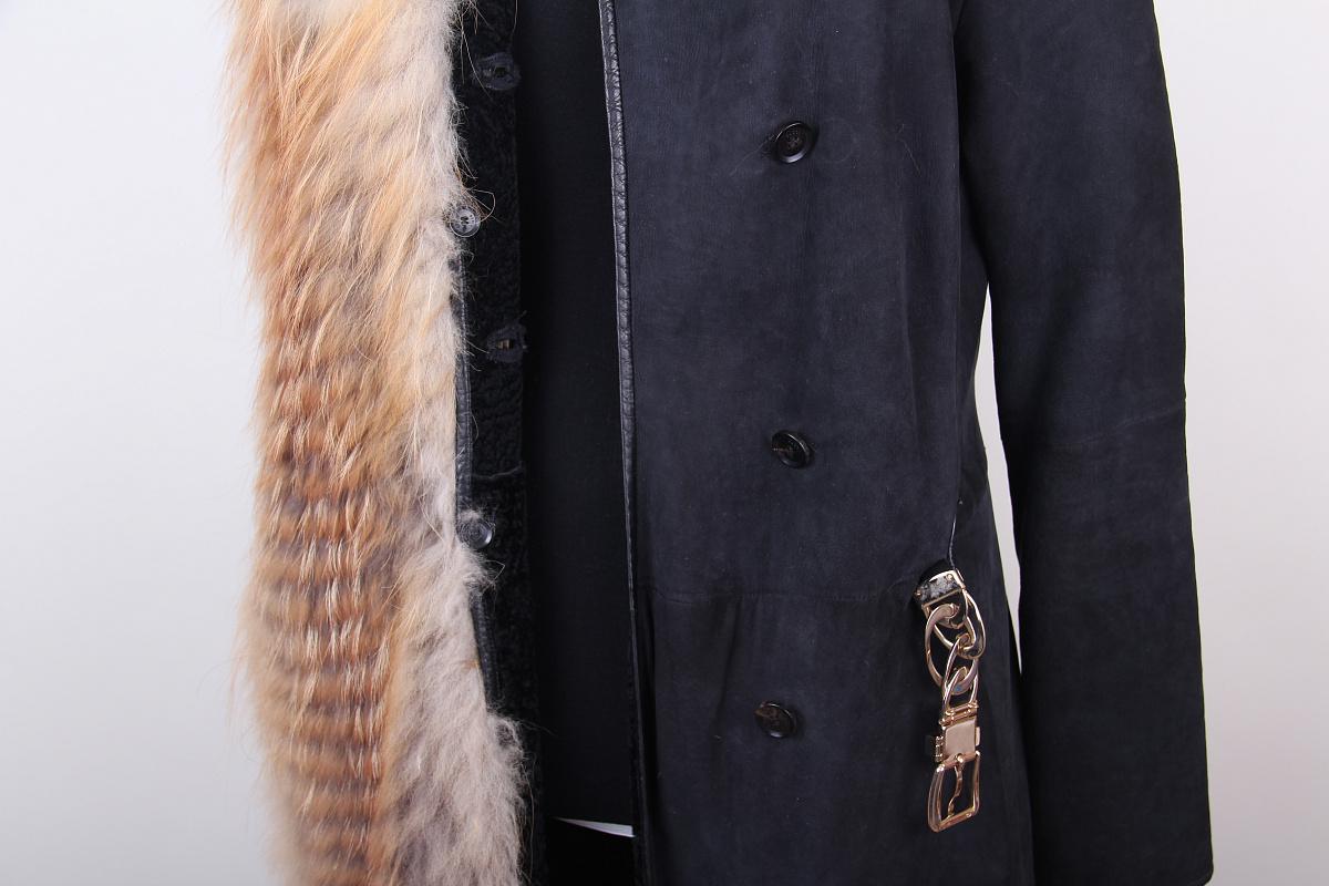 GUCCI black suede sheepskin coat with fox fur 5