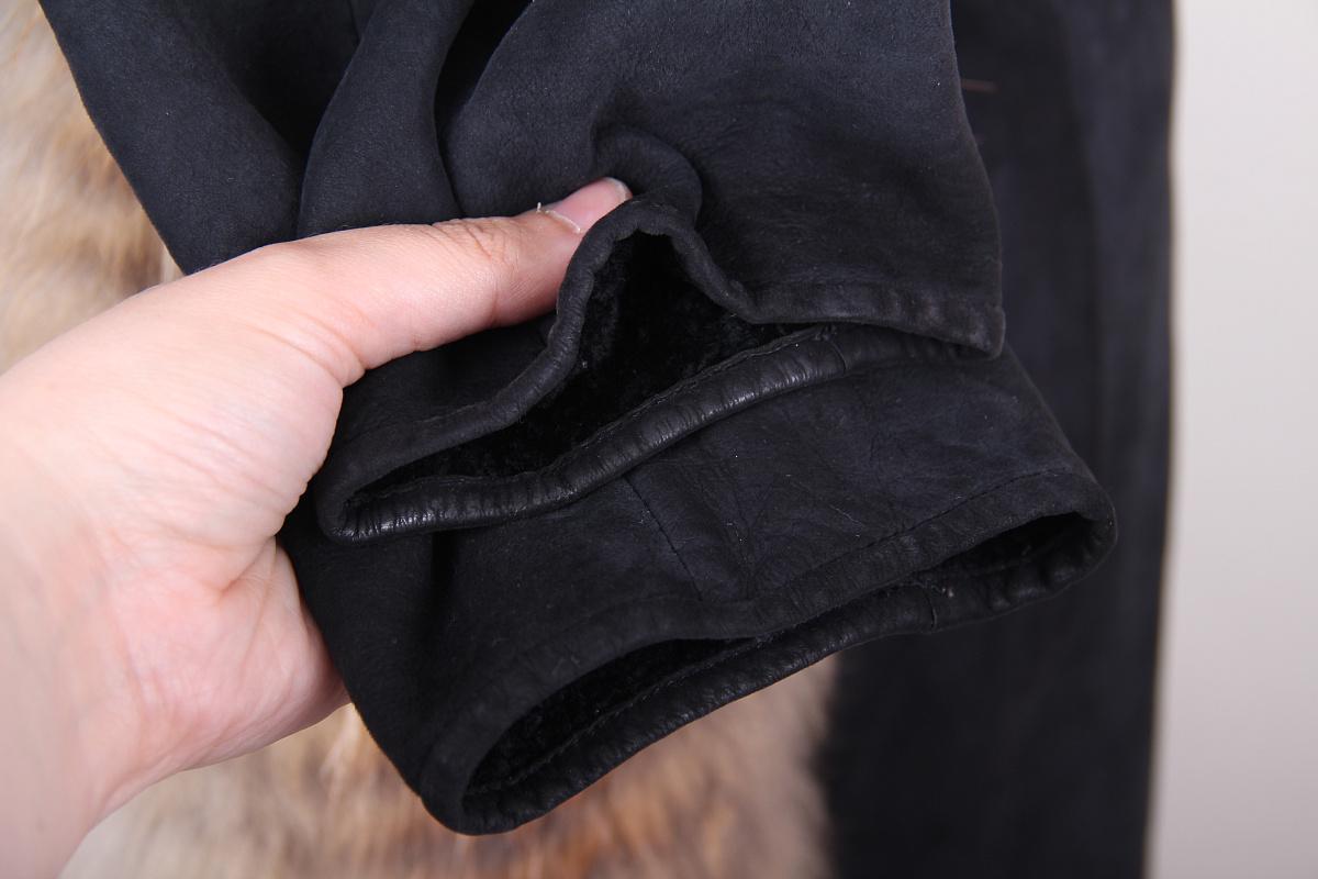 GUCCI black suede sheepskin coat with fox fur 6