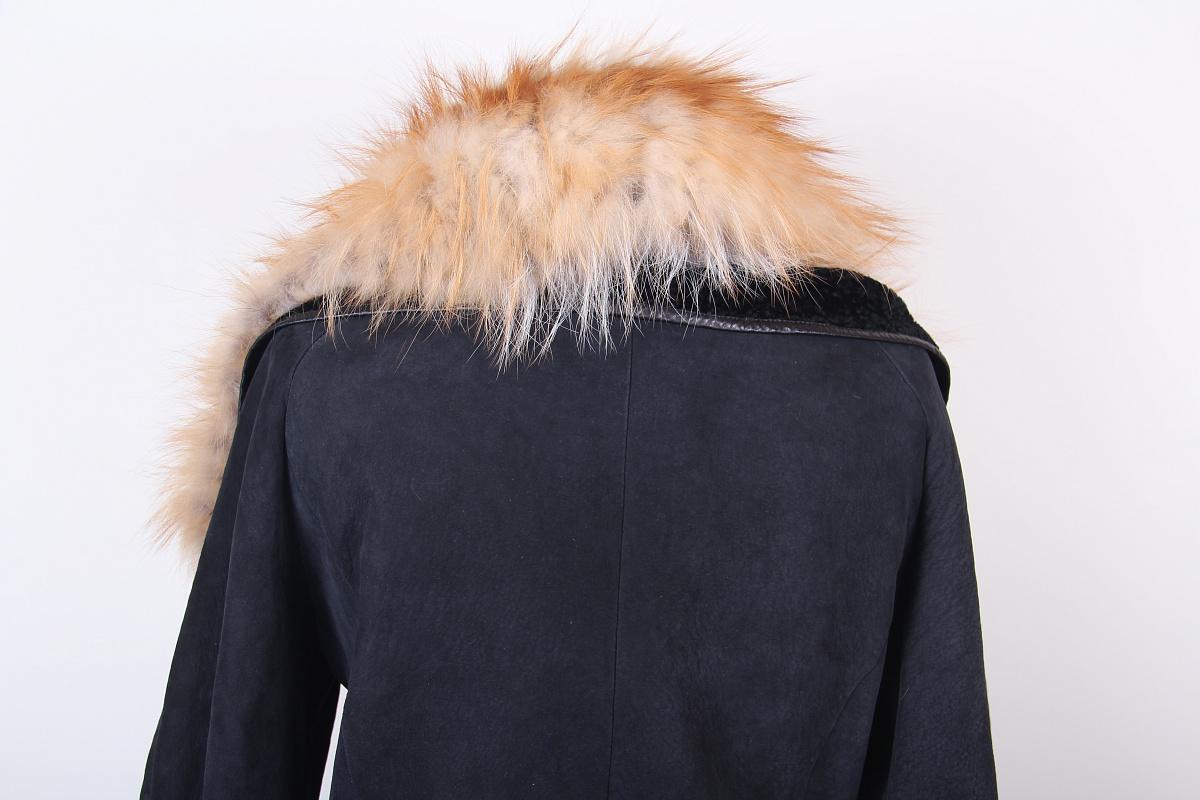 GUCCI black suede sheepskin coat with fox fur 3