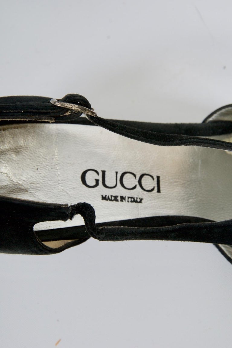 Gucci Black Suede Shoes with Rhinestone Accents at 1stDibs