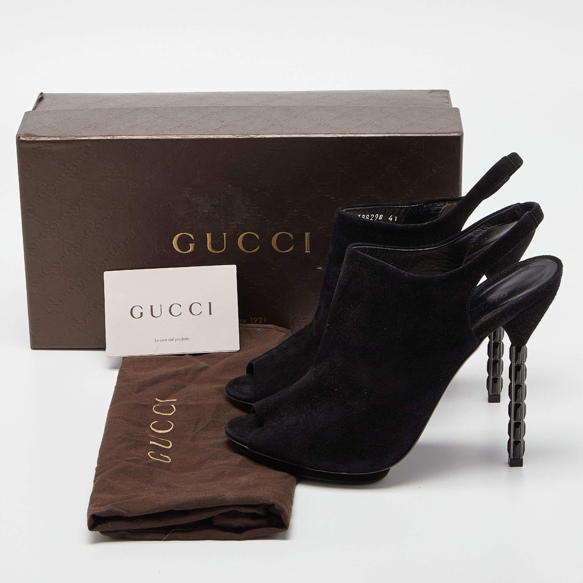 Gucci Black Suede Slingback Mules Size 41 For Sale 2