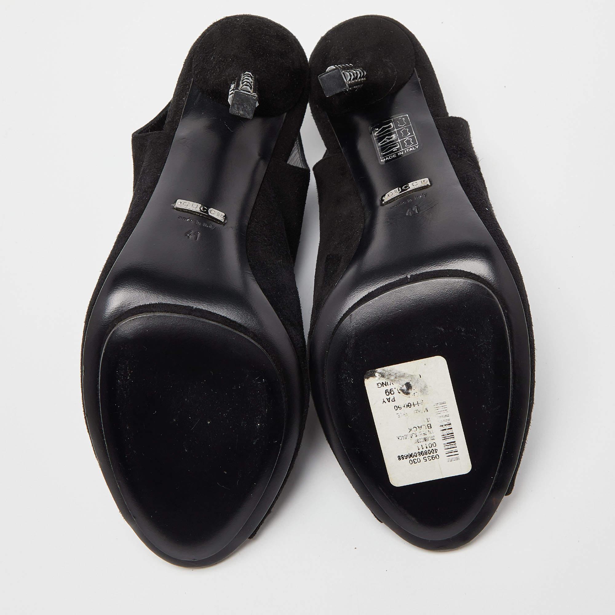 Gucci Black Suede Slingback Mules Size 41 For Sale 4