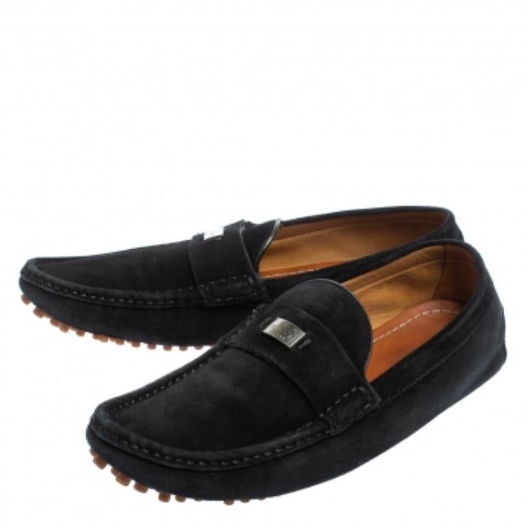 Gucci Black Suede Slip on Loafers Size 41.5 For Sale 1