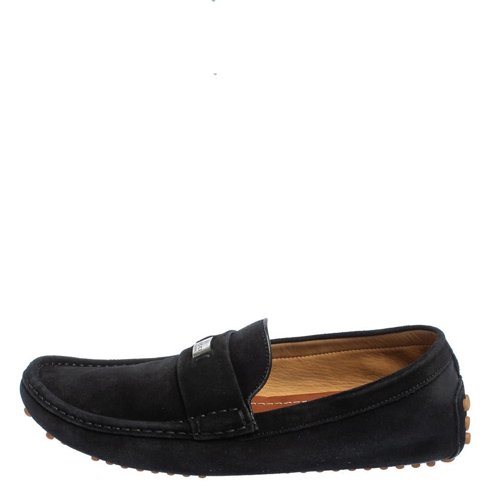 Gucci Black Suede Slip on Loafers Size 41.5 For Sale 1