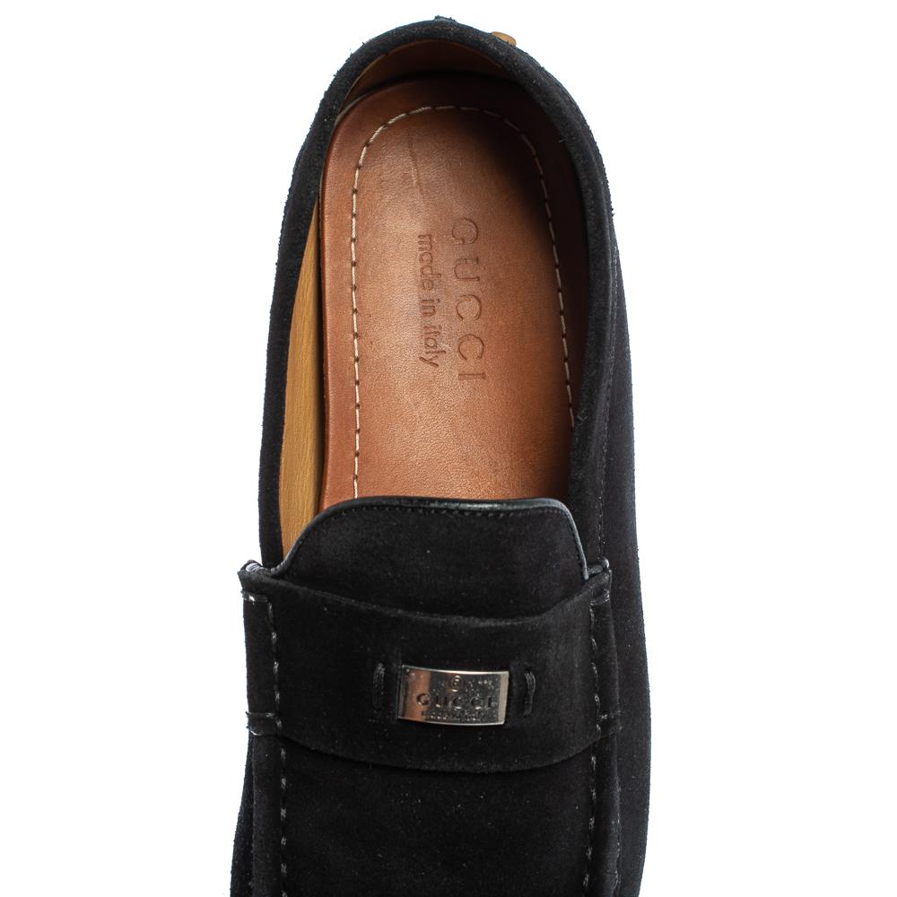 Gucci Black Suede Slip on Loafers Size 41.5 For Sale 2