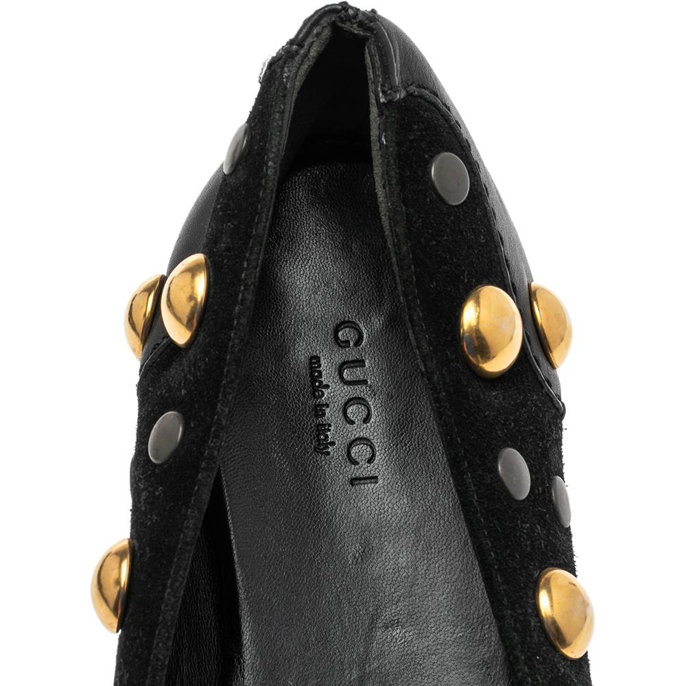 Women's Gucci Black Suede Studded Ballet Flats Size 40.5
