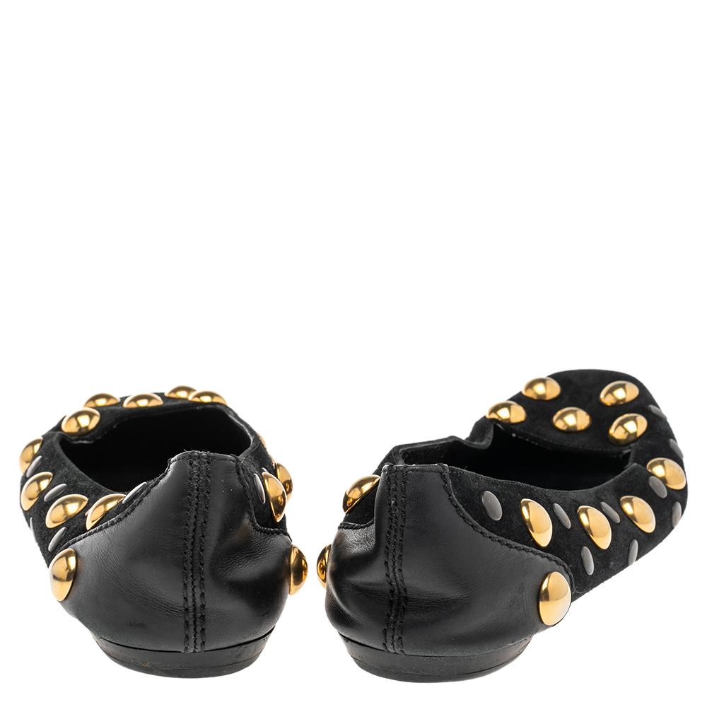 Gucci Black Suede Studded Ballet Flats Size 40.5 2