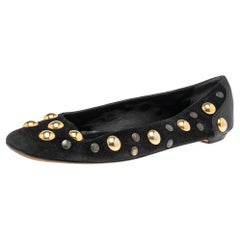 Gucci Black Suede Studded Ballet Flats Size 40.5