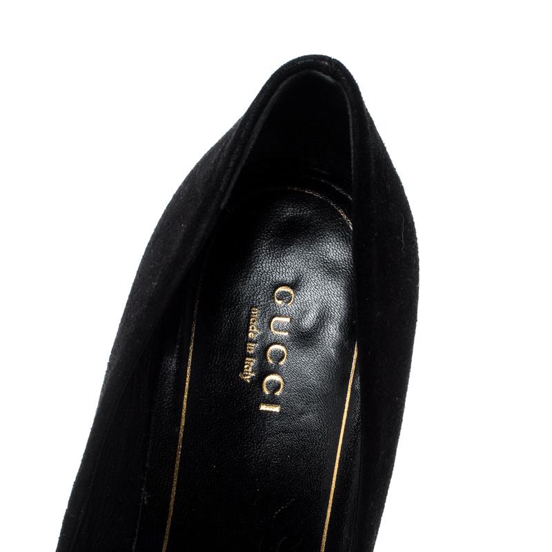 Gucci Black Suede Studded Block Heel Pumps Size 36.5 3