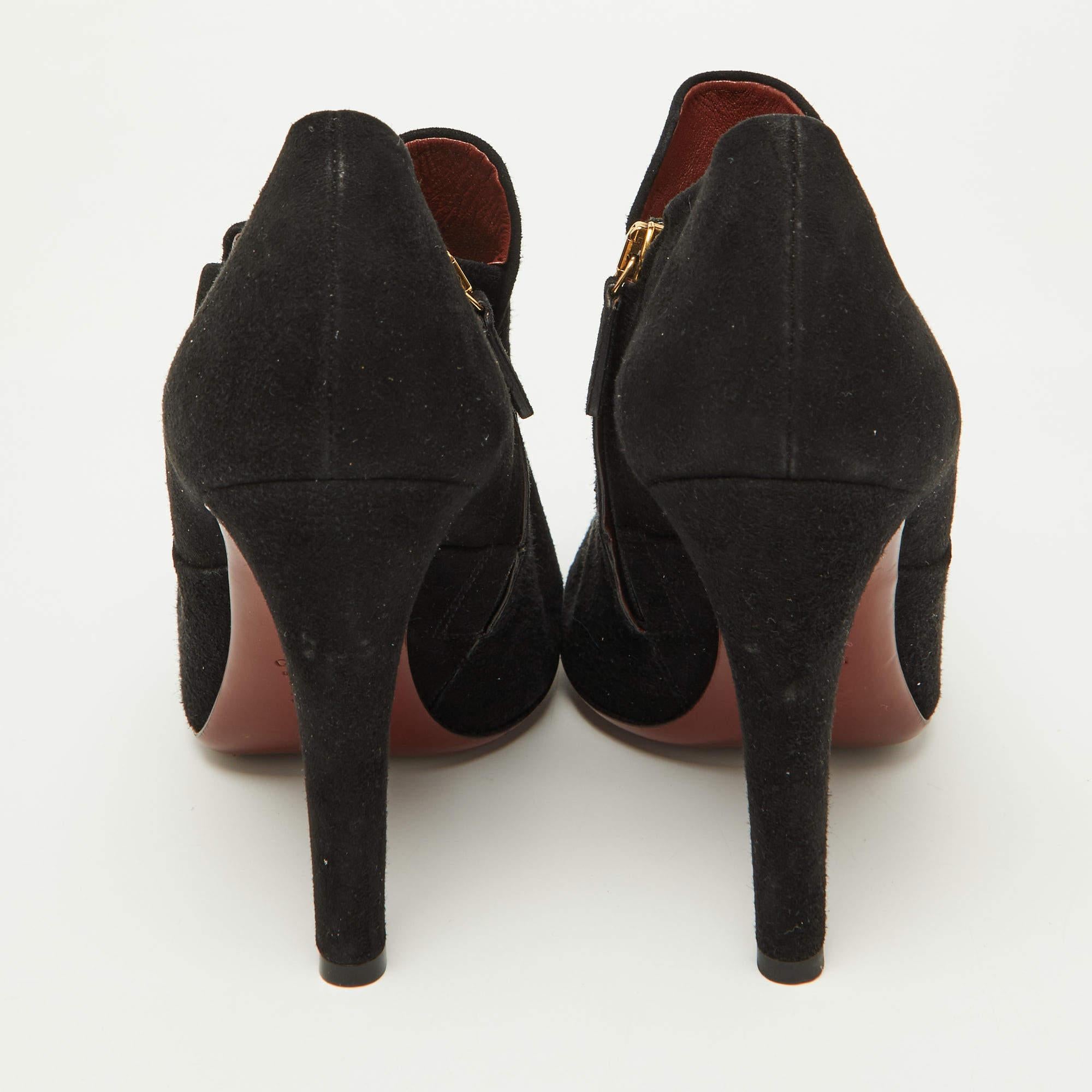 Gucci bottines zippées en daim noir Taille 38.5 Pour femmes en vente