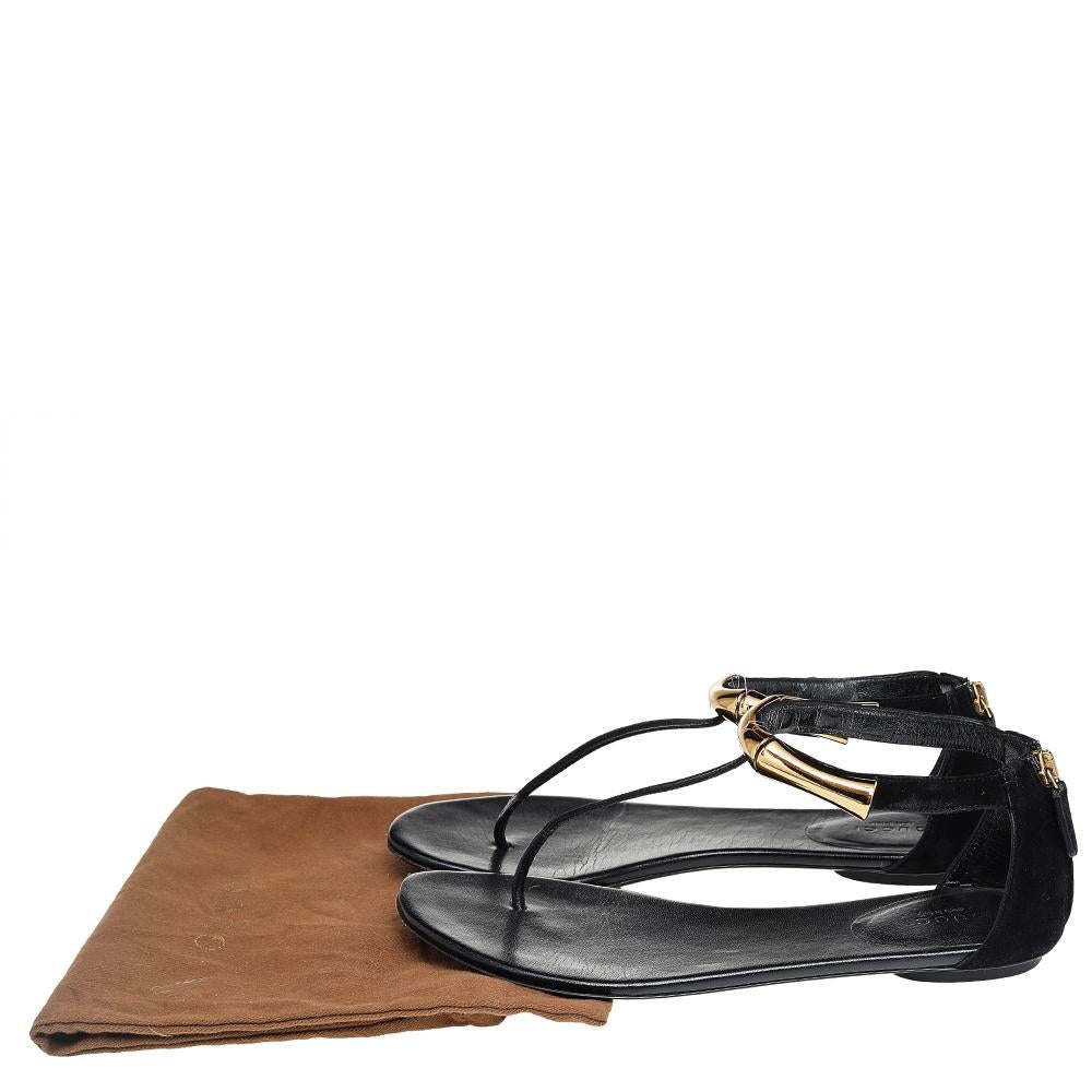 Gucci Black Suede Thong Sandals Size 38 1