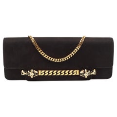 Gucci Black Suede Tiger Head Chain Clutch