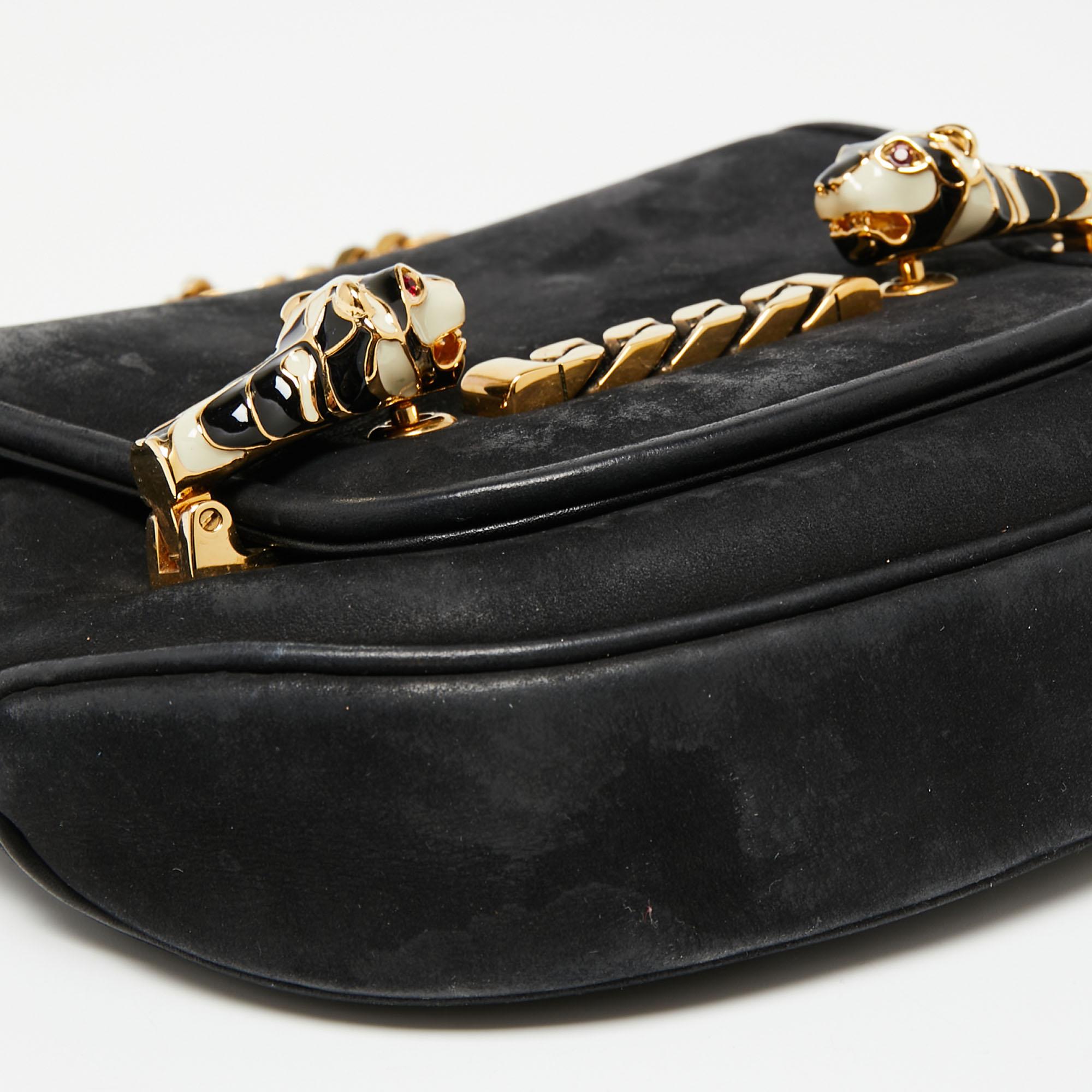 Gucci Black Suede Tigrette Shoulder Bag 1