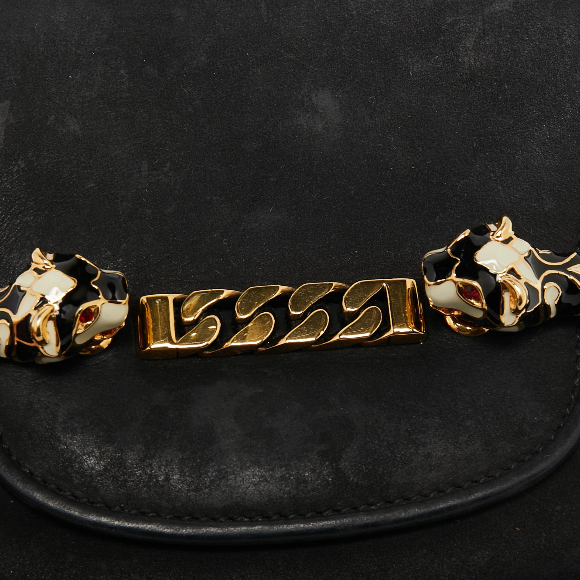 Gucci Black Suede Tigrette Shoulder Bag 3