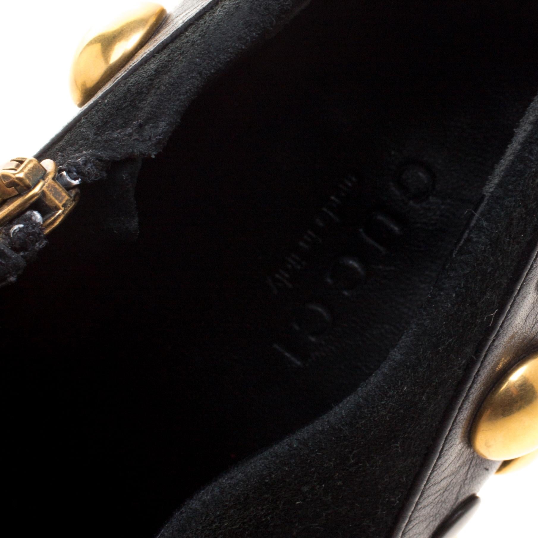 Gucci Black Suede Vintage Babouska Studded Heel Ankle Boots Size 37.5 2