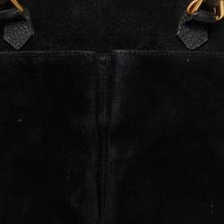 Gucci Black Suede Vintage Bamboo Handle Bag 4